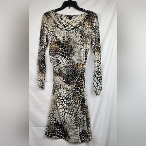 Natorious Snake Skin Print Mesh Dress Sm Bodycon Stretchy Sexy‎ Feminine Rock
